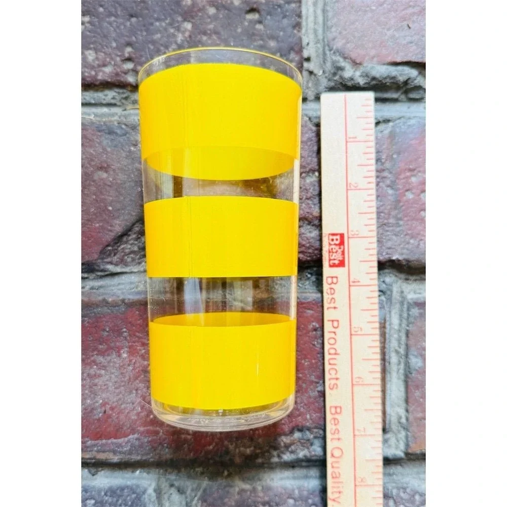 Drulane Retro Yellow Ice Bucket Set w/ 4 Glasses Stir Sticks summer cocktail MCM